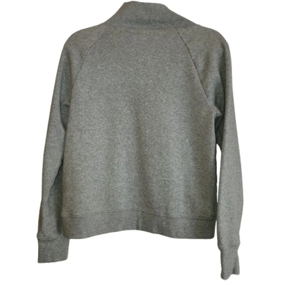 J. Crew Factory Light Gray Button Detail Mock Neck Sweatshirt Size S Super Soft